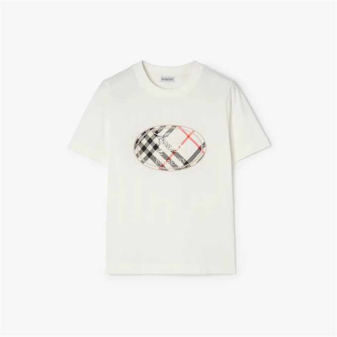 burberry check knight emblem print cotton t-shirt